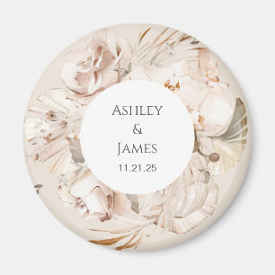 Jardin fleuri Brown-beige aimant de mariage faveur