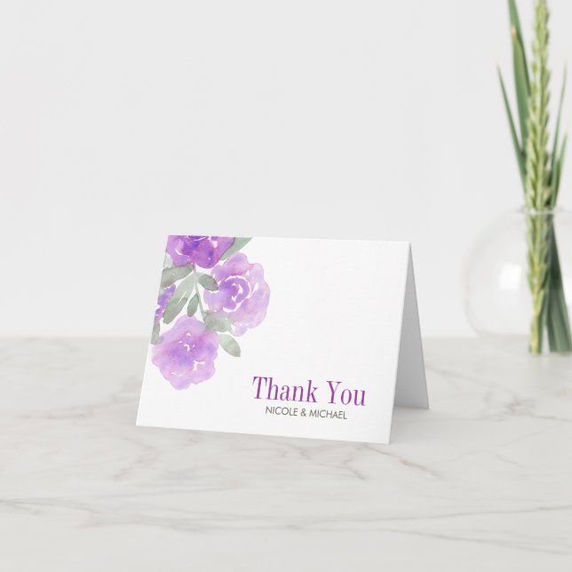 Jardin Floral Aquarelle Violette Merci (Devant)