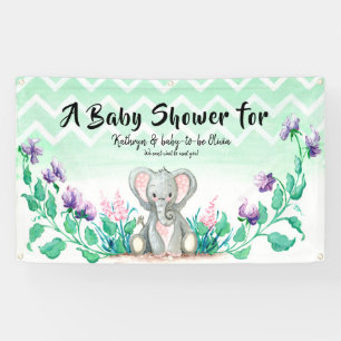 Jardin floral d'éléphant mignon de bannière de
