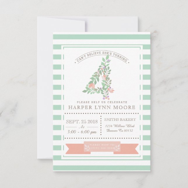 Jardin Floral | Invitation de fête d'anniversaire (Devant)