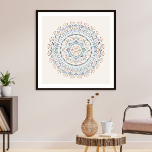 Jardin Floral Mandala Art Print - Cornflower