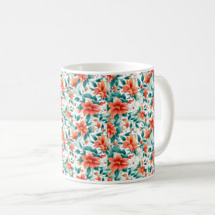 Jardin Floral Orange Vibrant - Tasse Élégante