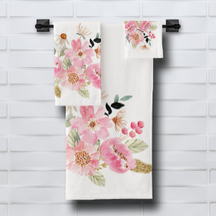 Jardin floral rose aquarelle