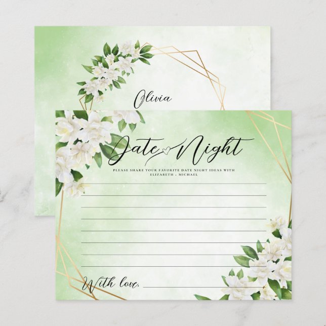 JARDIN FLORAL VERDURE Date Nuit Idée Carte Jeu (Devant / Derrière)