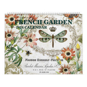 Jardin français vintage moderne Calendrier 2024