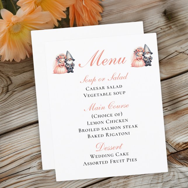 Jardin Gnome Orange Rustique Menu Mariage (Créateur téléchargé)