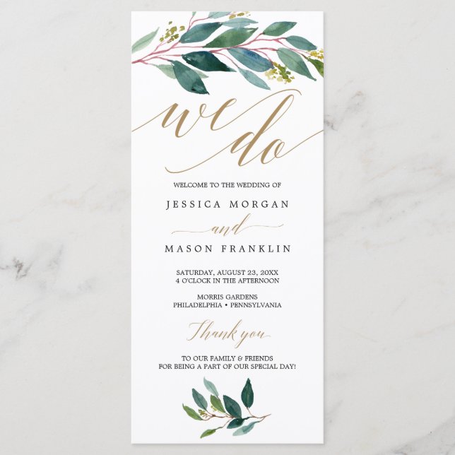 Jardin Greens Programme de mariage - Nous le faiso (Devant)