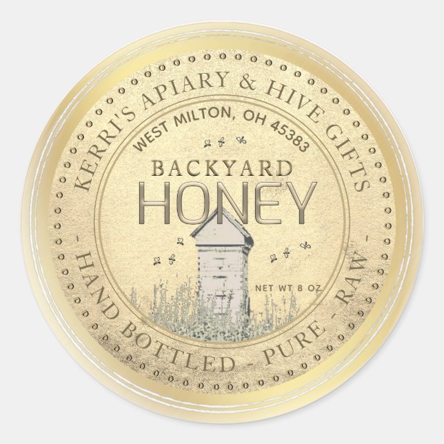 Jardin Hives Honey Étiquette Gold Grunge (Devant)