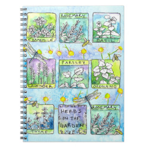 Jardin Journal Basil Plante Dragonfly Bees Herb
