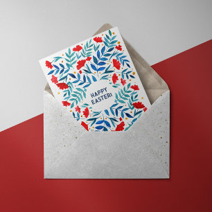 Jardin magique - Carte de Pâques rouge et turquois