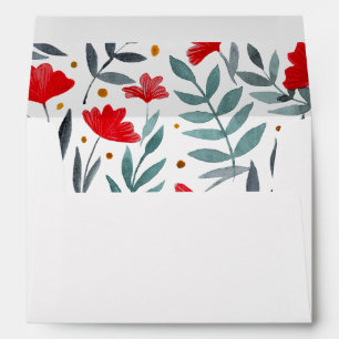 Jardin magique - enveloppe florale rouge et gris