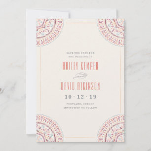 Jardin Mandala Enregistrer la carte Date - Coral