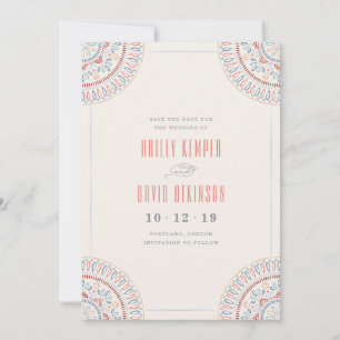 Jardin Mandala Enregistrer la carte Date - Saumon