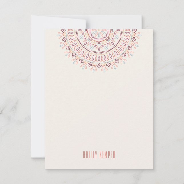 Jardin Mandala Stationery - Coral Invitation (Front)