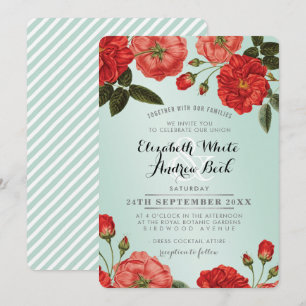 JARDIN MARIAGE INVITATION roses rouges menthe fleu