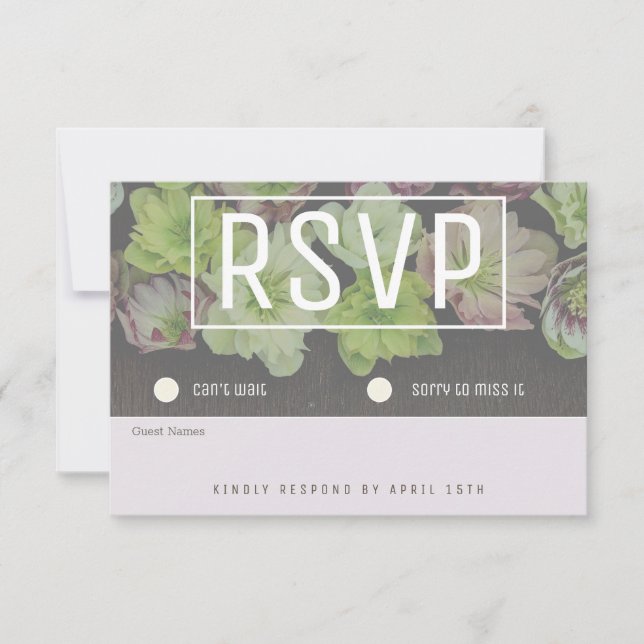 Jardin MODERNE Hellebore bois et blanc carte RSVP (Devant)