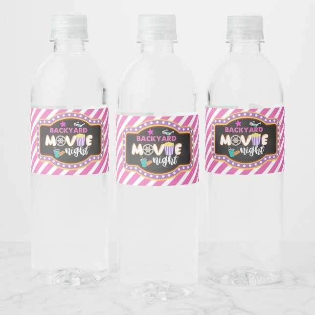 Jardin Movie Night Water Bottle Étiquette - Fille (Bouteilles)