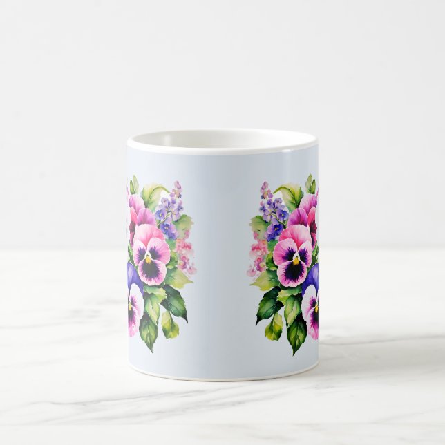 Jardin Pansy Flower Coffee Mug 11 Oz Aquarelle (Centre)