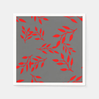Jardin Paper Napkins Red on Grey