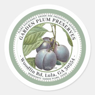 Jardin Plum Préserve Jelly Étiquette