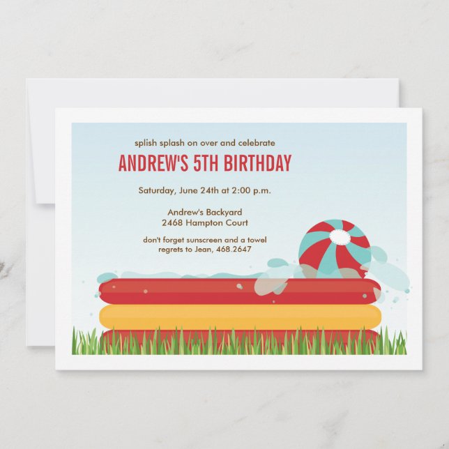 Jardin Pool Fête Anniversaire Invitation (Devant)