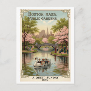 Jardin public de Boston, MA - Carte postale rétro