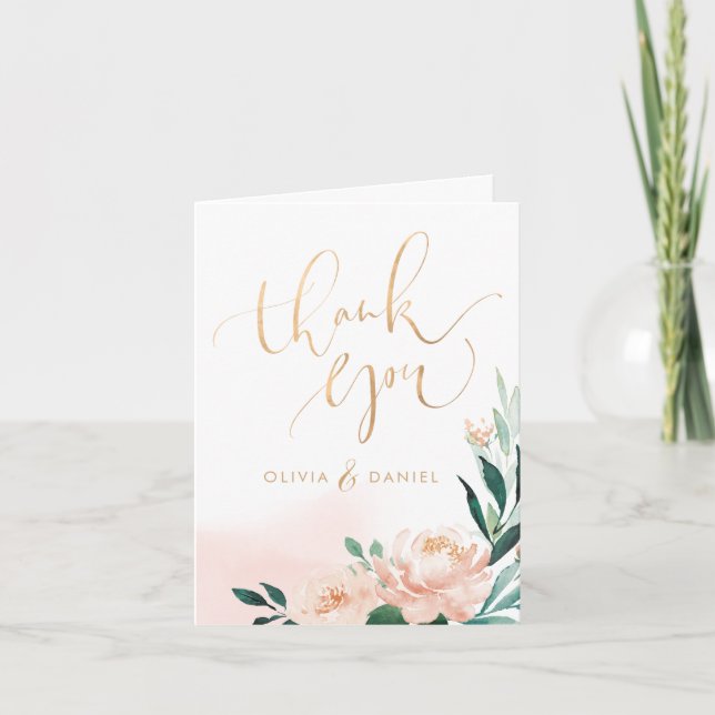 Jardin romantique pêche calligraphie florale merci (Devant)