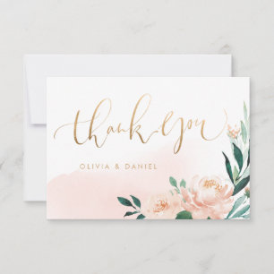 Jardin romantique pêche calligraphie florale merci