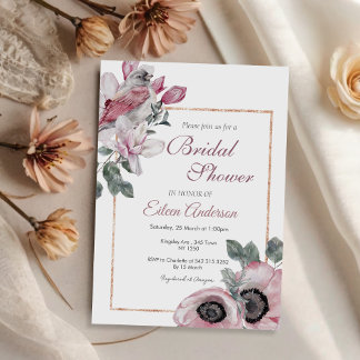 Jardin rose Floral Invitation nuptiale Douche