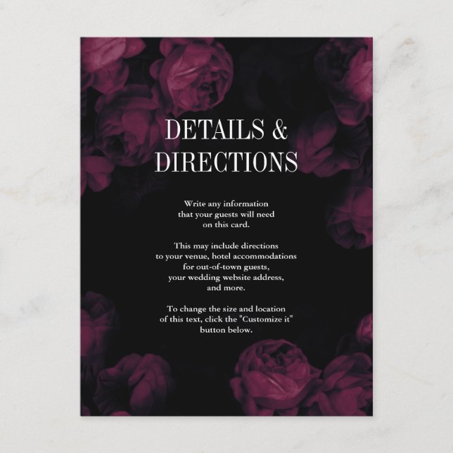 Jardin Rose foncé Mariage Insertion Cartes (Devant)