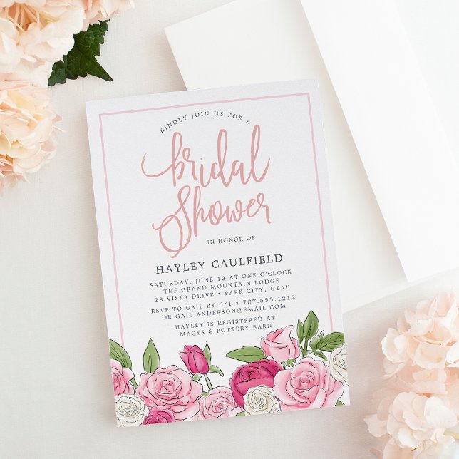 Jardin rose | Invitation de douche nuptiale (Créateur téléchargé)