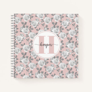 Jardin rose Monogramme Carnet rose