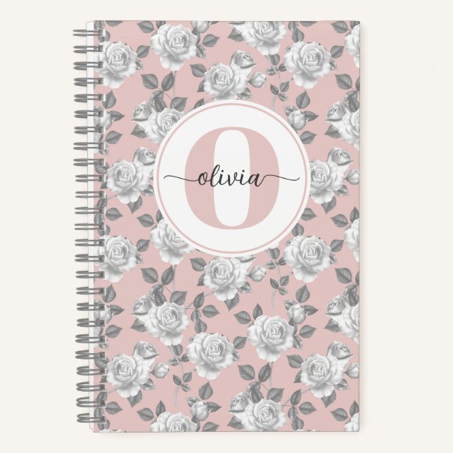 Jardin rose Monogramme Carnet rose (Recto)