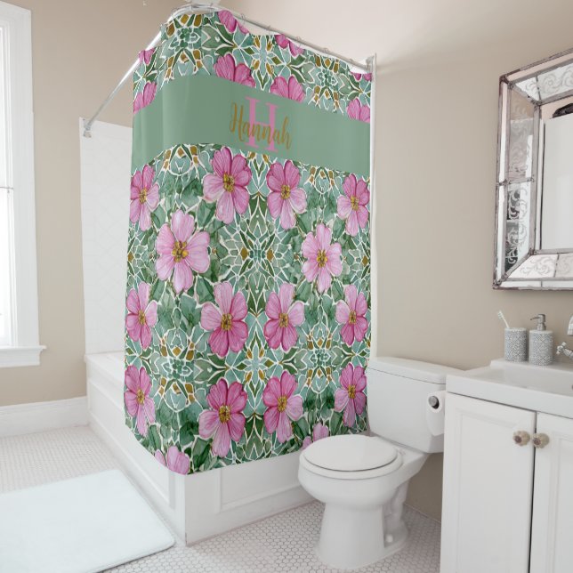 Jardin rose Mosaic Douche rideau (En situation)