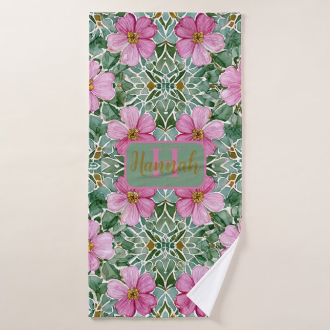 Jardin rose Mosaïque Serviettes de bain (Serviette de bain)