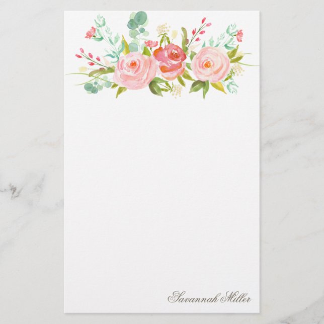 Jardin rose | Papeterie personnalisée (Devant)