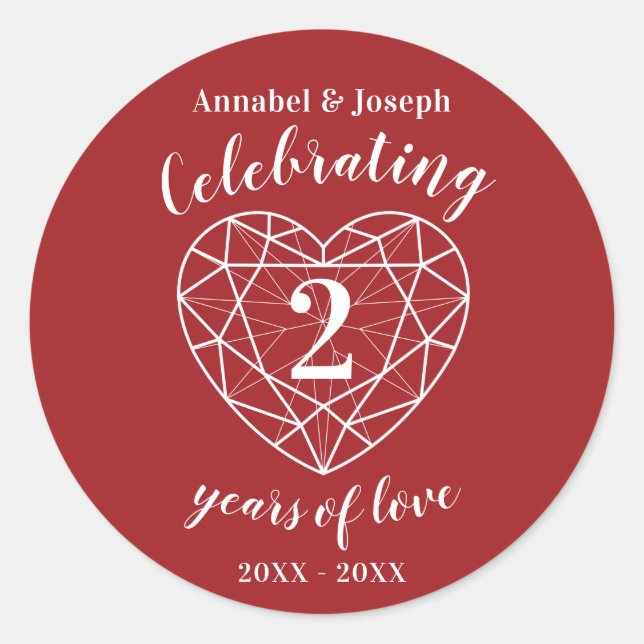 Jardin rouge anniversaire 2 ans de stickers d'amou (Devant)