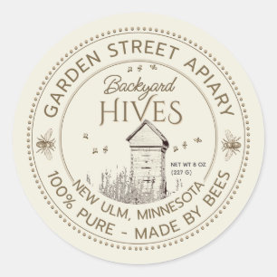 Jardin ruches Étiquette produit apiculteur Apiary