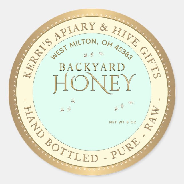 Jardin ruches Miel Étiquette main embouteillée Raw (Devant)