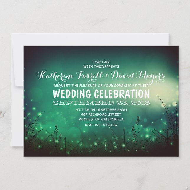 Jardin rustique illumine Faire-part de mariage rom (Devant)