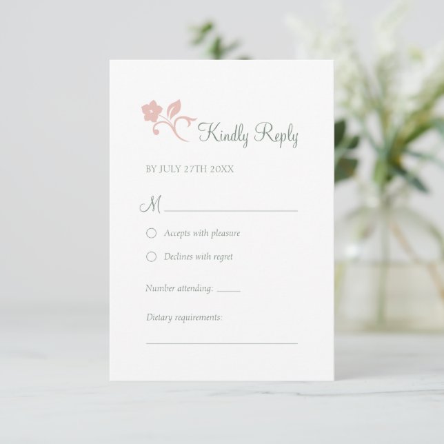 Jardin secret Blush Floral Woodland Wedding RSVP (Debout devant)