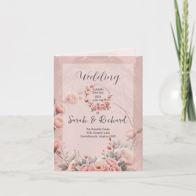 Jardin secret Romantique Peach Programme de mariag (Devant)