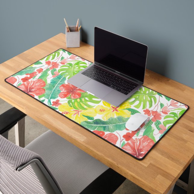 Jardin tropical, plumeria hibiscus et feuilles de  (Bureau 2)