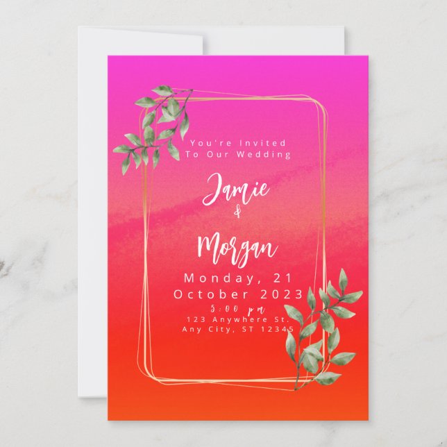 Jardin tropical Sunrise Faire-part de mariage (Devant)