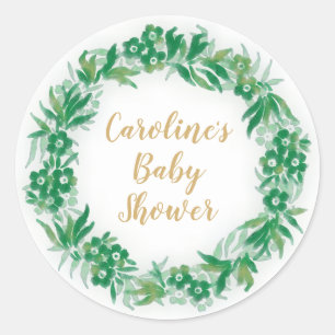 Jardin vert Baby shower rond Sticker vert