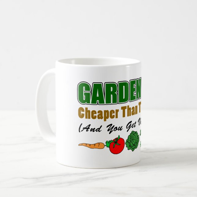 Jardinage moins cher que la thérapie amusant Mug (Devant gauche)