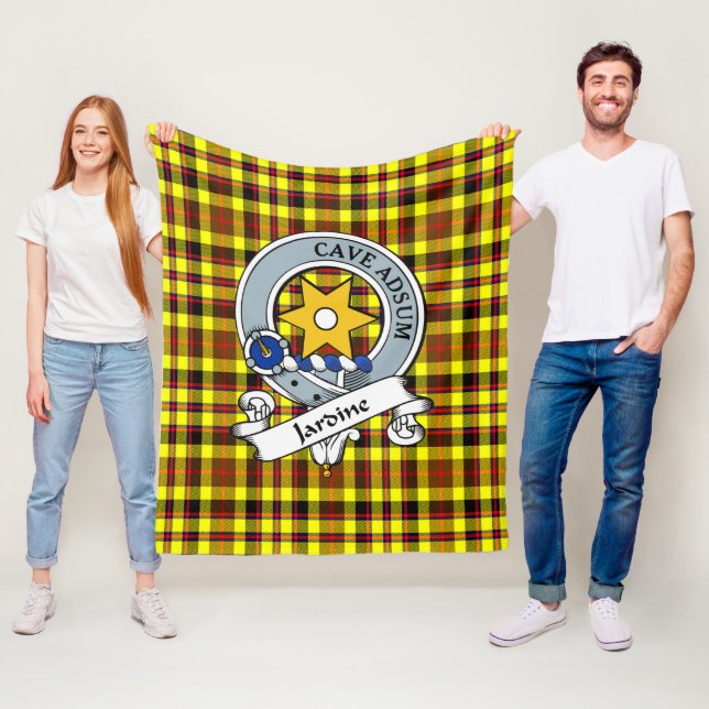Jardine Yellow Clan Badge Tartan Plaid Fleece Blanket (In Situ)