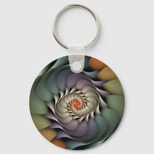 Jardinere Abstract Rainbow Floral Spiral Keychain
