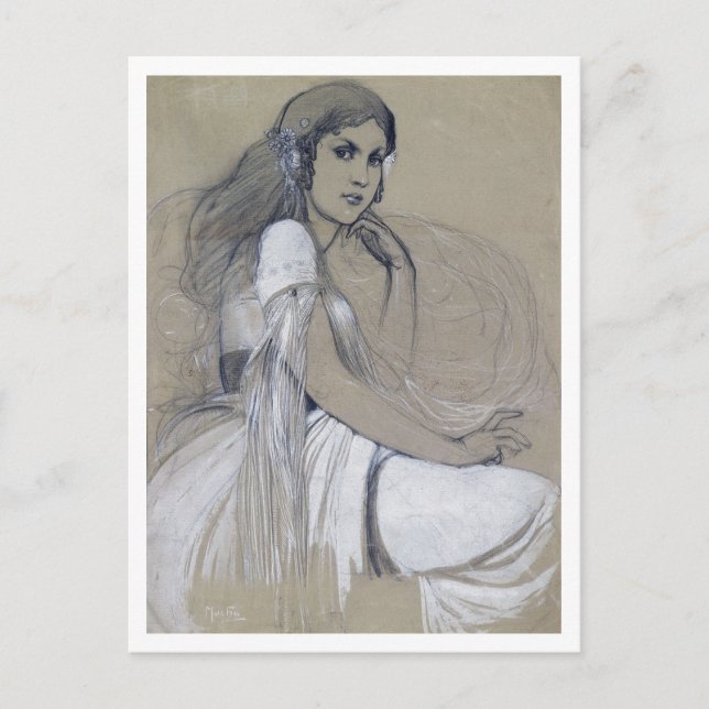 Jaroslava Muchova, Alphonse Mucha Postcard (Front)