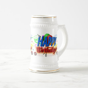 Jarra De Cerveza Happy birthday with balloons Beer Stein